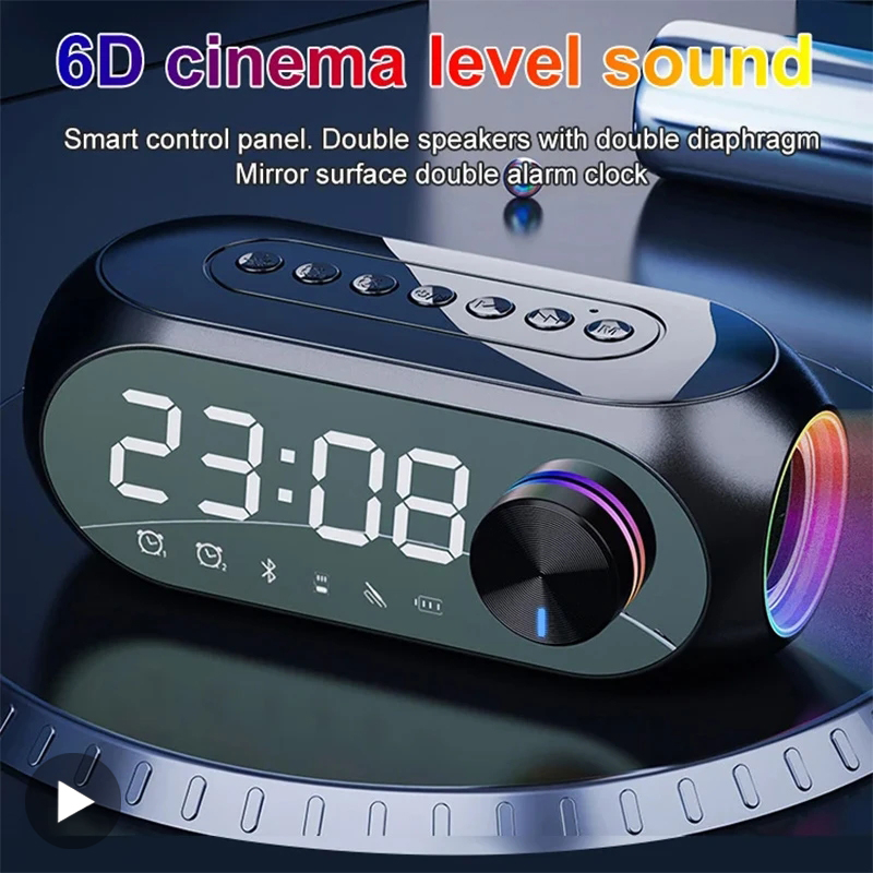 Home Cinema Chairs - นาฬิกาปลุกวิทยุ FM ลําโพงบลูทูธซับวูฟเฟอร์แบบพกพา Caixa De Som