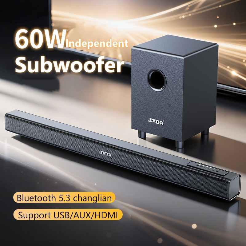 Home Cinema Dolby Atmos - ซาวด์บาร์พร้อมซับวูฟเฟอร์, SADA 60W Dolby Atmos Bluetooth