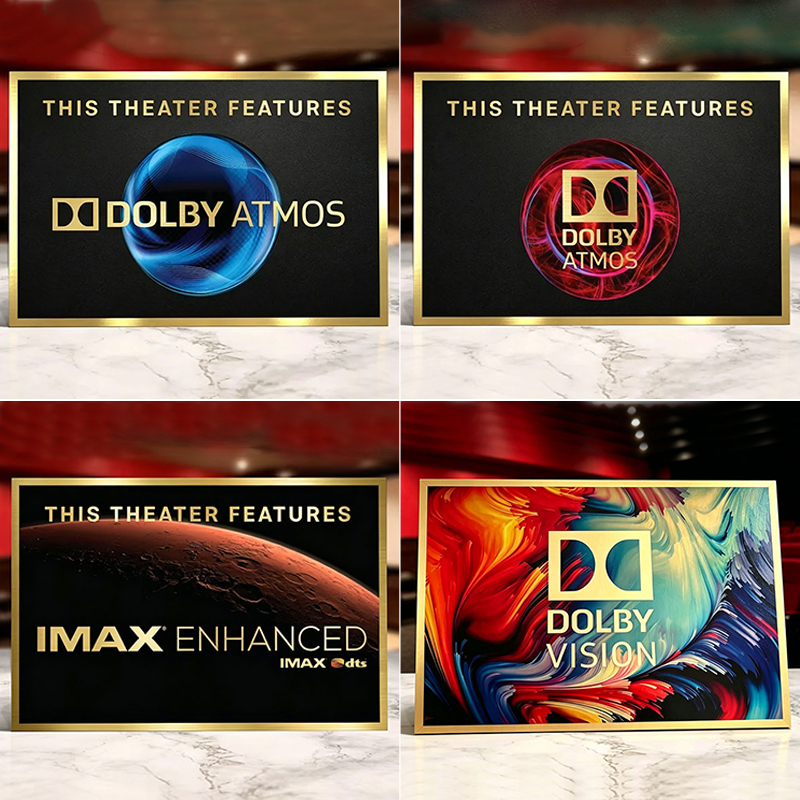 Home Cinema Dolby Atmos - ป้ายโฮมเธียเตอร์วินเทจ Dolby Atmos | ของตกแต่งผนังสไตล์โรงภาพยนตร์ย้อนยุค |