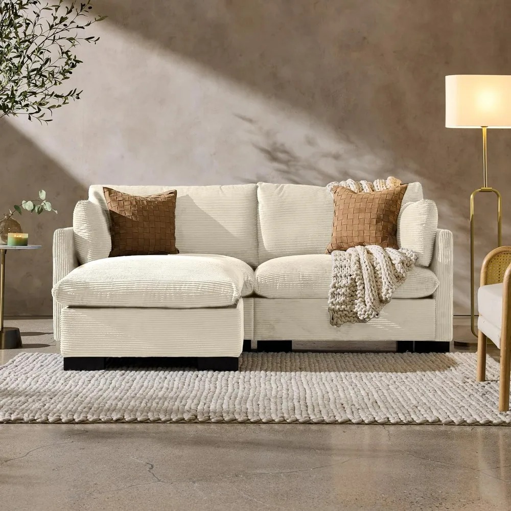 Recliner Sofa Cover - โซฟาเลิฟซีทสไตล์โมเดิร์นสำหรับห้องนั่งเล่น, เก้าอี้ปรับเอนผ้าคอร์ดูรอย, ปลอกหุ้มถอดได้, เบาะรองนั่งแบบสปริง, โครงไม้เนื้อแข็ง, ประกอบง่าย