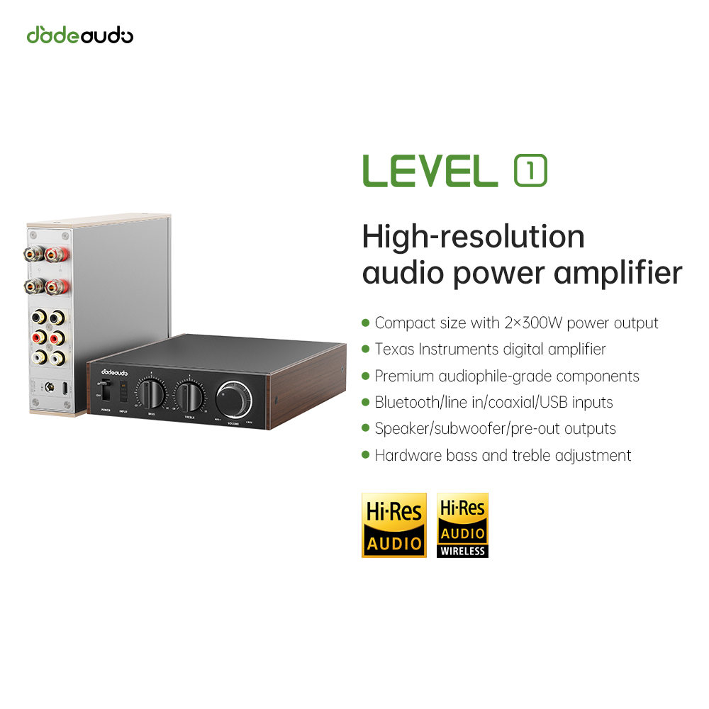 Home Cinema Unit - เจดออดิโอ เลเวล 1 เดสก์ท็อปไฮไฟบลูทูธแอลดีเอคแอมพลิฟายเออร์, 2×300W คลาส