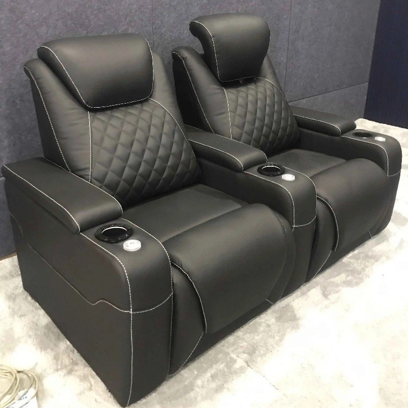 Home Cinema Chairs - เก้าอี้โรงหนังดีไซน์บ้านพักตากอากาศ เฟอร์นิเจอร์โรงหนัง หนังแท้ เย็บลายเพชร เก้าอี้เอนนอนดูหนัง โซฟา