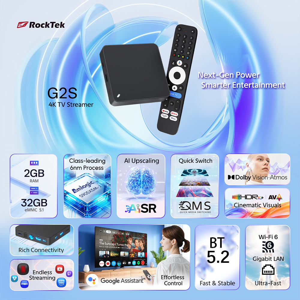 RockTek G2S UHD Google TV Box  - Home Cinema Dolby Atmos บทวิจารณ์และราคา