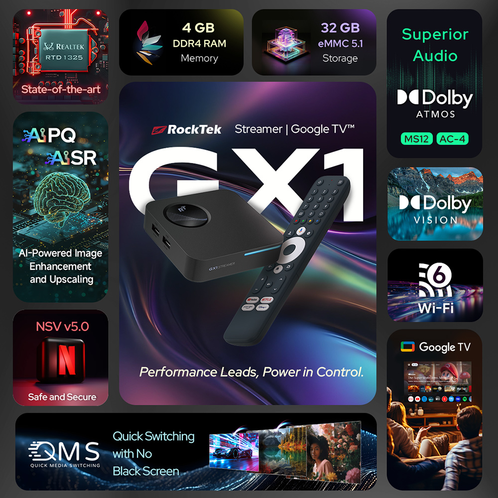 กล่องรับสัญญาณ RockTek GX1 UHD - Home Cinema Dolby Atmos บทวิจารณ์และราคา